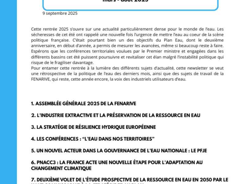 NEWSLETTER DE RENTREE